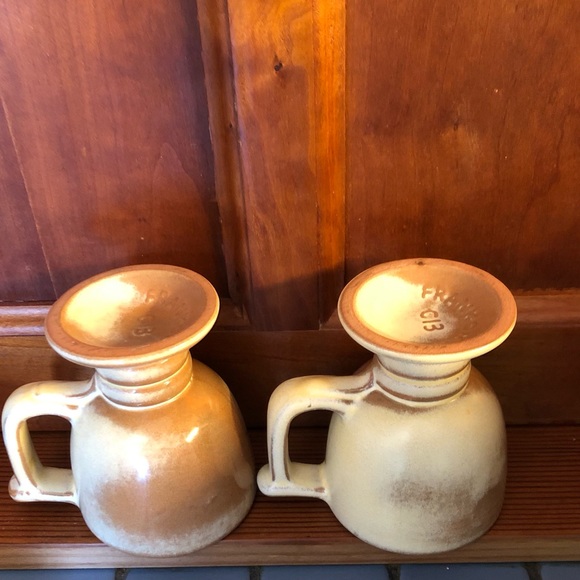 Frankoma Pottery 26LC Light Brown Yellow Beige Cup Goblet Set of 2 VTG MINT 4”H - Picture 8 of 9